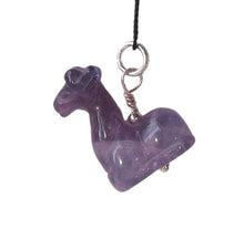Load image into Gallery viewer, Graceful! Carved Amethyst Giraffe Sterling Silver Pendant 509267AMS