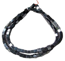 Load image into Gallery viewer, Hematite Cube Beads 4mm 16" Strand, 100 Metallic Silver Beads for Jewelry Making