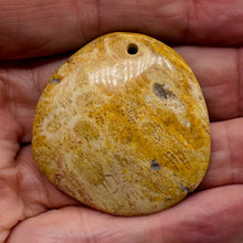 Load image into Gallery viewer, Fossilized Coral Round Pendant Bead | 41x40x7mm | Beige Orange |