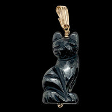 Load image into Gallery viewer, Adorable! Black Hematite Cat & 22K Vermeil Pendant 509257HMG