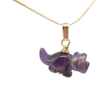 Load image into Gallery viewer, Purple Dinosaur Pendant Amethyst Triceratops 14K Gold-Filled Pendant 509303AMG