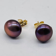Load image into Gallery viewer, Pearl 14K Gold Post Round Earrings | 8mm | Lavender Pink | 1 Pair |
