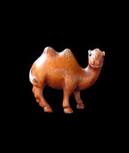 Load image into Gallery viewer, Spittin' Carved & Signed Boxwood Camel Ojime/Netsuke Bead | 31x21x15mm | Brown