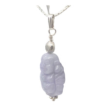 Load image into Gallery viewer, Hand Carved Lavender Jade Buddha Pendant with Silver Findings | 1 5/8" Long
