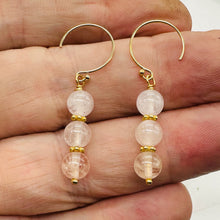 Load image into Gallery viewer, Morganite AA A Beads Rose Gold Earrings | 1" Long | 1 Pair |