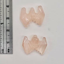 Load image into Gallery viewer, 2 Hand Carved Natural Rose Quartz Bat Beads | 21x16x5mm | Pink