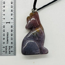 Load image into Gallery viewer, Rainbow Jasper Stone Wolf Pendant | 1 1/2" Long | Pink, Rainbow | 1 Pendant |