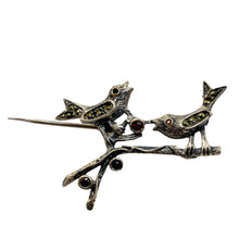 Load image into Gallery viewer, Song Birds Marcasite Sterling Silver Pin | 2" Long | Silver | 1 Sweater Pin |