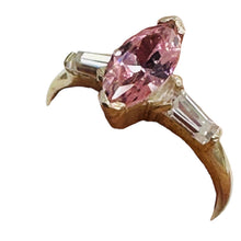 Load image into Gallery viewer, Pink Zirconia Promise Ring Sterling Silver White Side Stones Size 6