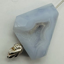 Load image into Gallery viewer, Chalcedony Druzy 25ct Designer Cut Pendant Bead| 26x17x8mm| Blue|1 Pendant Bead|