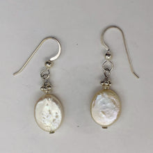 Load image into Gallery viewer, Fresh Water Pearl Oval Drop Sterling Silver Earings | 1 1/4" Long |White Silver|