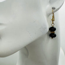 Load image into Gallery viewer, Rainbow Obsidian Round Bead and Yellow Gold Earrings