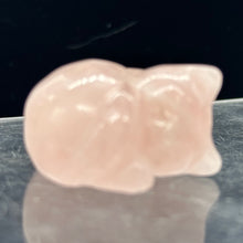 Load image into Gallery viewer, Hand Carved Rose Quartz Sleeping Kitty Cat Stone Statue | 41x38x22mm | Pink