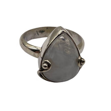 Load image into Gallery viewer, Moonstone Sterling Silver Teardrop Stone Ring | Size 9 | White Blue |