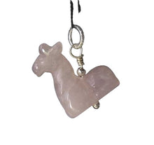 Load image into Gallery viewer, Graceful! Carved Rose Quartz Girafffe 925 Sterling Silver Pendant 509267RQS
