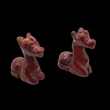 Load image into Gallery viewer, Graceful 2 Carved Brecciated Jasper Giraffe Beads | 21x17x9.5mm | Red