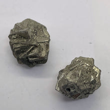 Load image into Gallery viewer, Pyrite Crystal Nugget Beads | 18x17x13 to 19x17x16mm | Silver Gold | 2 Beads |