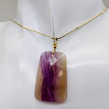 Load image into Gallery viewer, Fluorite 14K Gold Filled Wire Wrap Trapezoid Pendant| 2" Long | Purple, Clear |