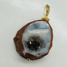 Load image into Gallery viewer, Blue Chalcedony Druzy Circe's Cave 14K Gold Filled Pendant | 1 3/4"Long |