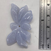 Load image into Gallery viewer, Chalcedony 20ct Hand Carved Flower Pendant Bead| 36x19x4mm|Blue| 1 Pendant Bead|
