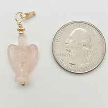 Load image into Gallery viewer, Rose Quartz Angel Pendant Necklace | Semi Precious Stone Jewelry | 14kgf Pendant
