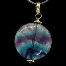 Load image into Gallery viewer, Fluorite 14K Gold Filled Striped Pendant | 1 1/4" Long| Purple, Blue| 1 Pendant|