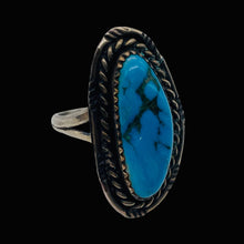 Load image into Gallery viewer, Turquoise Sterling Silver Freeform Ring | 6.75 | Blue Antiqued Silver | 1 Ring |