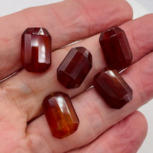 Load image into Gallery viewer, Five Beads of Faceted Carnelian Agate 12x18mm Rectangular Beads 10600P