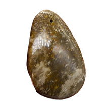 Load image into Gallery viewer, Fossilized Coral Teardrop Pendant Bead | 60x42x8 | Gray White | 1 Bead |