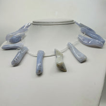 Load image into Gallery viewer, Blue Chalcedony Natural Beads 95g Strand | 47x7 to 45x7mm | 16 Beads |