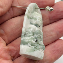 Load image into Gallery viewer, Harmony Stone Jade Buddha Pendant Bead | 50x30mm | Green White | 1 Pendant Bead|