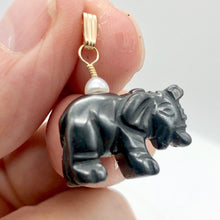 Load image into Gallery viewer, Hematite Elephant Pendant Necklace | Semi Precious Stone Jewelry | 14k Pendant