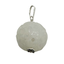 Load image into Gallery viewer, Jade Hand Carved Sterling Silver Pendant | White | 1" Long | 1 Pendant |