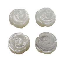 Load image into Gallery viewer, Mother of Pearl Parcel Carved Rose Beads | 12x6mm | White | 4 Beads |