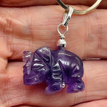 Load image into Gallery viewer, Amethyst Carved Elephant Sterling Silver Pendant |20x16x9mm (Elephant)|