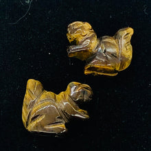 Load image into Gallery viewer, Nuts 2 Hand Carved Animal Tigereye Squirrel Beads | 22x15x10mm | Golden Brown