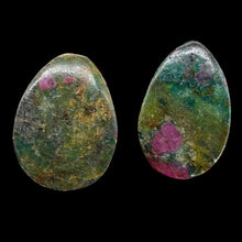 Load image into Gallery viewer, Ruby Zoisite Tear Drop Beads | 30x21x5mm | Green, Red | 2 Pendant Beads |