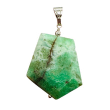 Load image into Gallery viewer, Chrysoprase Carved Sterling Silver Drop Pendant | 2" Long | Green |