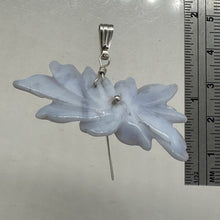 Load image into Gallery viewer, Blue Chalcedony Druzy Carved Flower Sterling Silver Pendant | 1 1/2" Long| Blue|