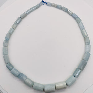 Aquamarine Graduated Faceted Tube Bead Strand | 8x5 to 20x15mm Blue| 34 Beads |