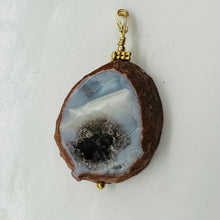 Load image into Gallery viewer, Blue Chalcedony Druzy Circe's Cave 14K Gold Filled Pendant | 1 3/4"Long |