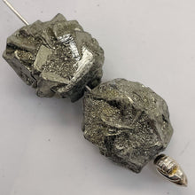 Load image into Gallery viewer, Pyrite Crystal Nugget Beads | 18x17x13 to 19x17x16mm | Silver Gold | 2 Beads |