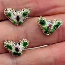 Load image into Gallery viewer, Cloisonne Butterfly Pendant Beads | Green, White | 16x10x6mm | 3 Beads |