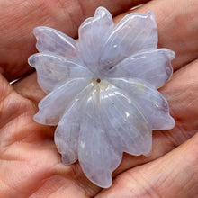 Load image into Gallery viewer, Chalcedony 38ct Hand Carved Flower Bead | 43x37x4mm | Blue | 1 Pendant Bead |