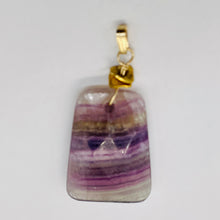 Load image into Gallery viewer, Fluorite 14K Gold Filled Wire Wrap Trapezoid Pendant| 2" Long | Purple, Clear |