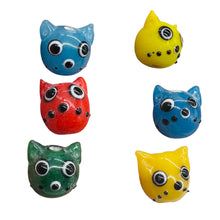 Load image into Gallery viewer, Kitty Cat Ceramic Round Beads | 15mm | Multi-Color | 6 Beads |