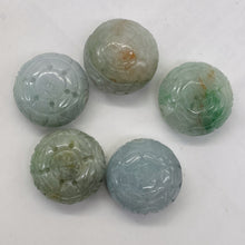 Load image into Gallery viewer, Jade Flat Round Chinese Character Inscribed Bead | 22x12mm| Green White| 1 Bead|