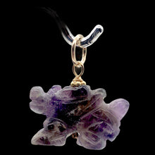 Load image into Gallery viewer, Wild! Amethyst Hand Carved Winged Dragon 22K Vermeil Gold Pendant 509286AMG