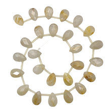 Load image into Gallery viewer, Shine! Natural Faceted Rutilated Quartz Briolette Bead Strand