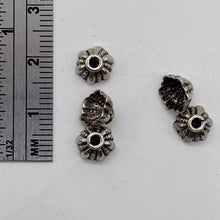 Load image into Gallery viewer, Adorable 5 Sea Urchin Sterling Silver Bali Bead Caps (1.7G) 1049